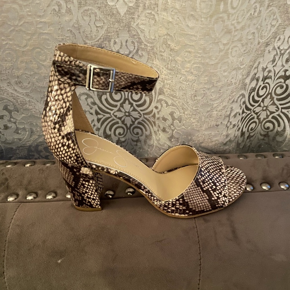 Jessica Simpson Snake Print Block Heel Sandals